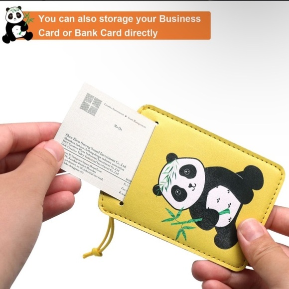 Yellow Panda Leather Luggage Tags - Picture 2 of 4